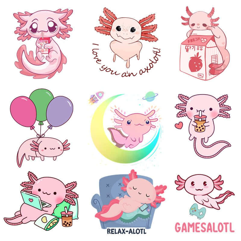 Amazing Cute Axolotl Cartoon Art