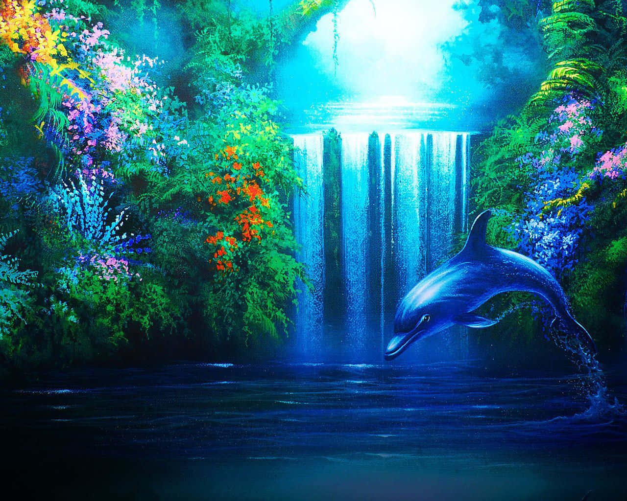 Amazing Cute Dolphin Painting Background