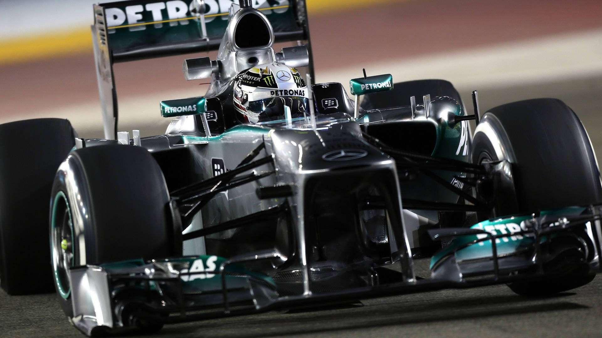 Amazing Front View Of The Racing Car Of Hamilton F1 Background