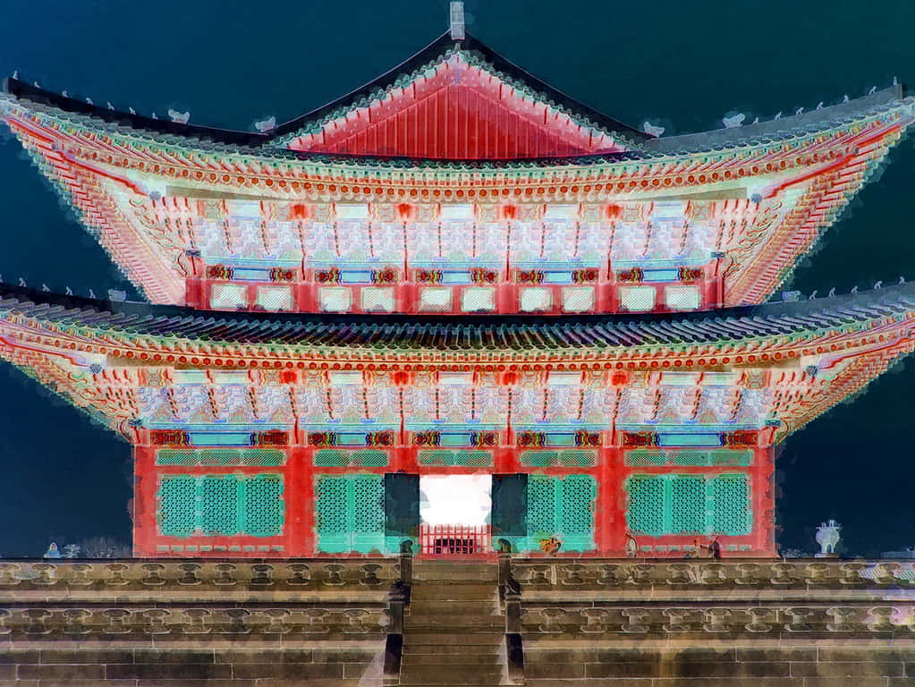 Amazing Gyeongbokgung Palace 2d Illustration Background