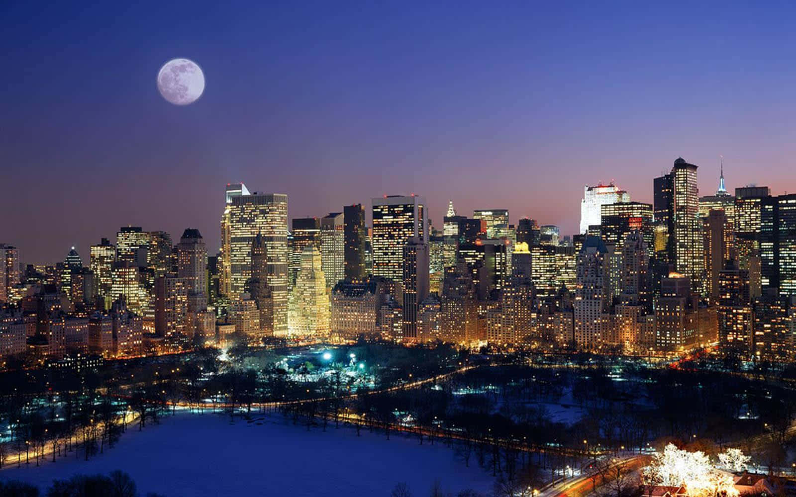 Amazing Night Sky New York City Laptop Background