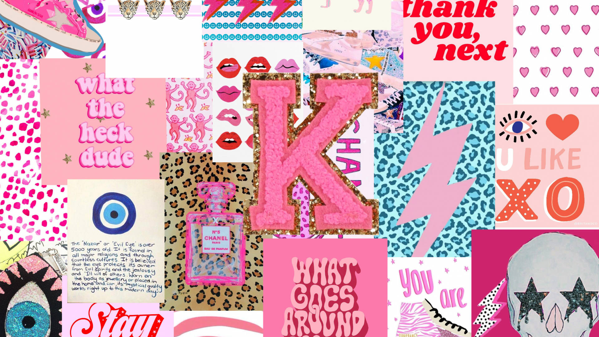Amazing Pink Preppy Collage Background