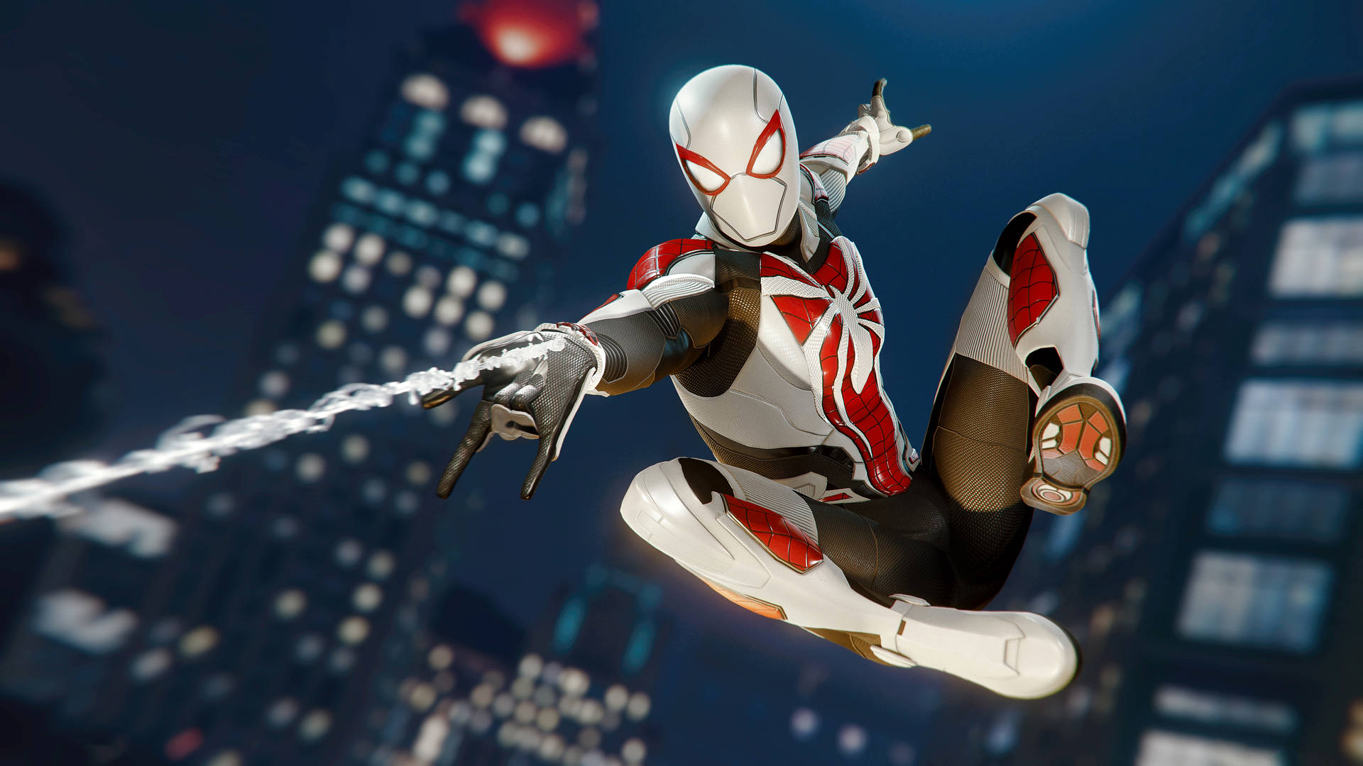 Amazing Spider-man White: Ready To Swing Into Action Background