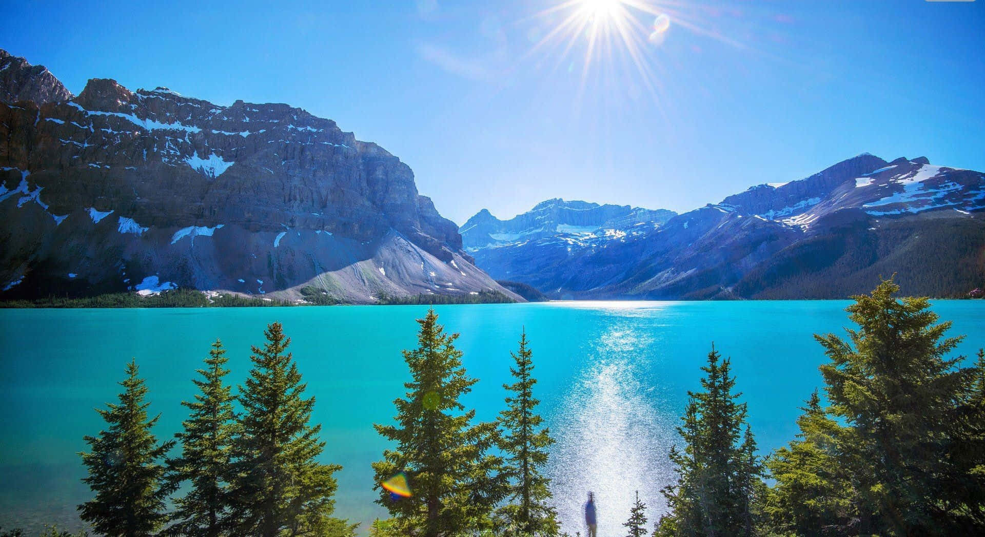 Amazing View Of Sunny Mountain Lake Background