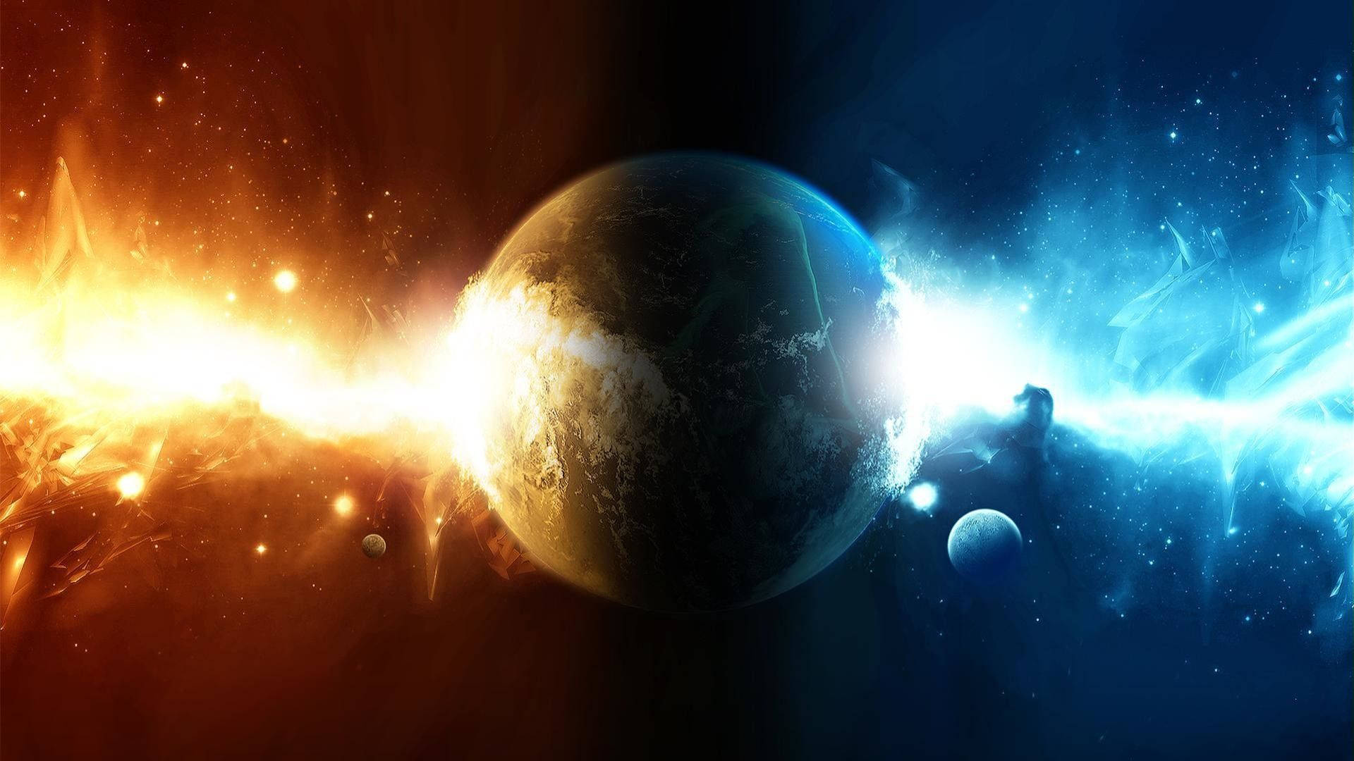 Amazing Water And Fire Planet Background