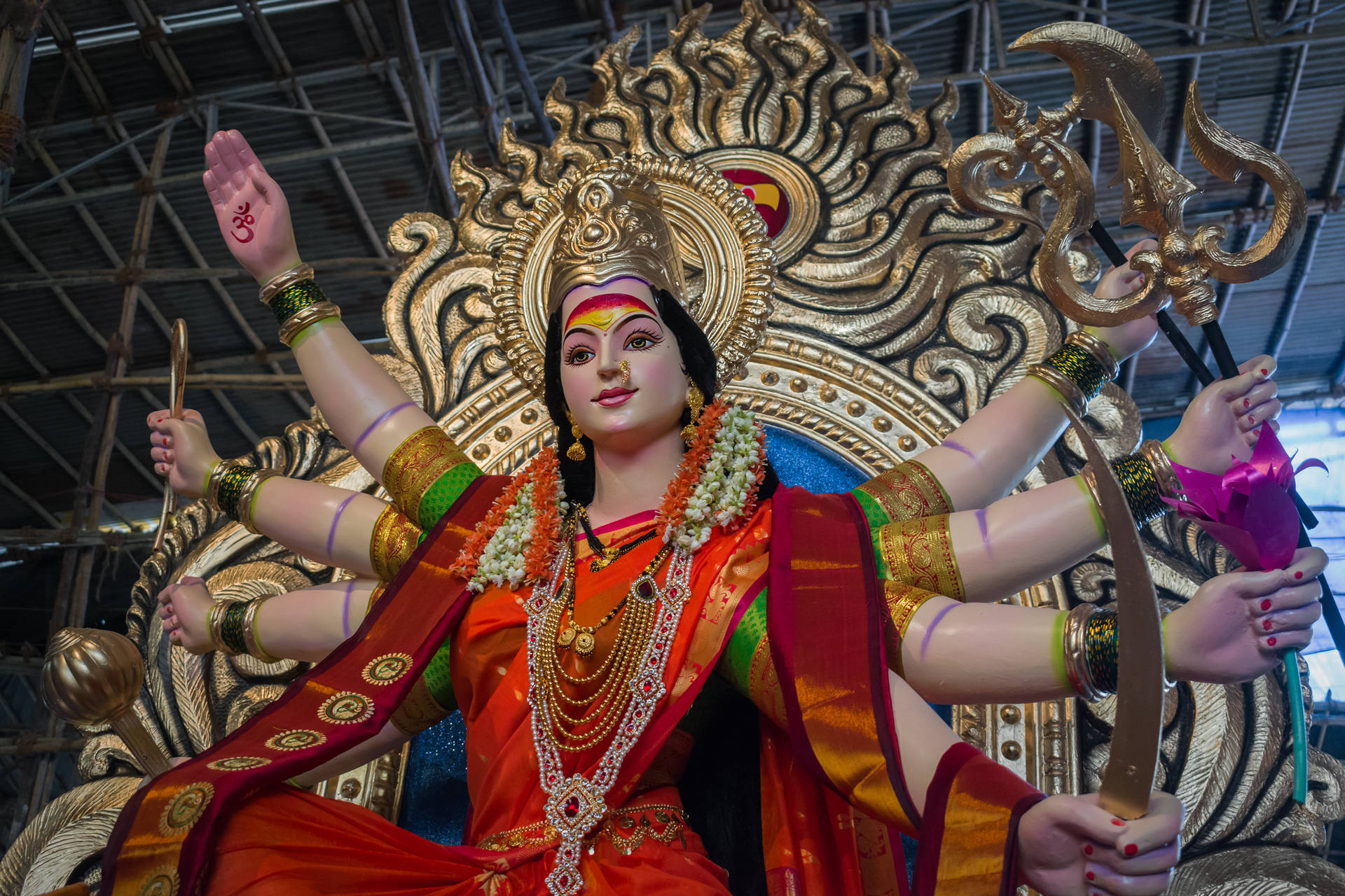 Ambe Maa With Eight Hands Background