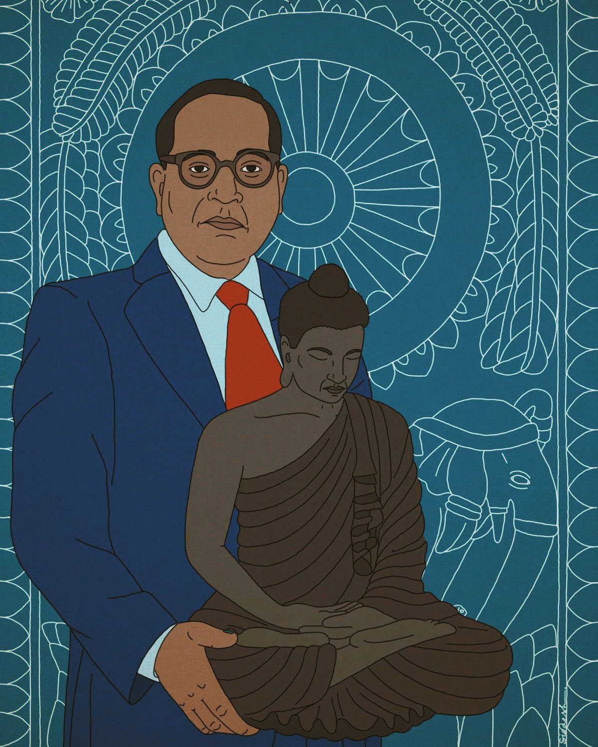 Ambedkar And Buddha Background