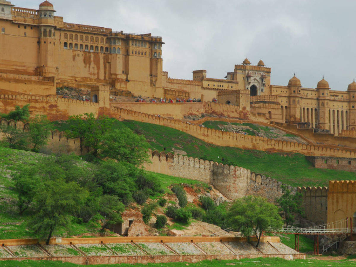 Amber Palace Jaipur With Trees Background