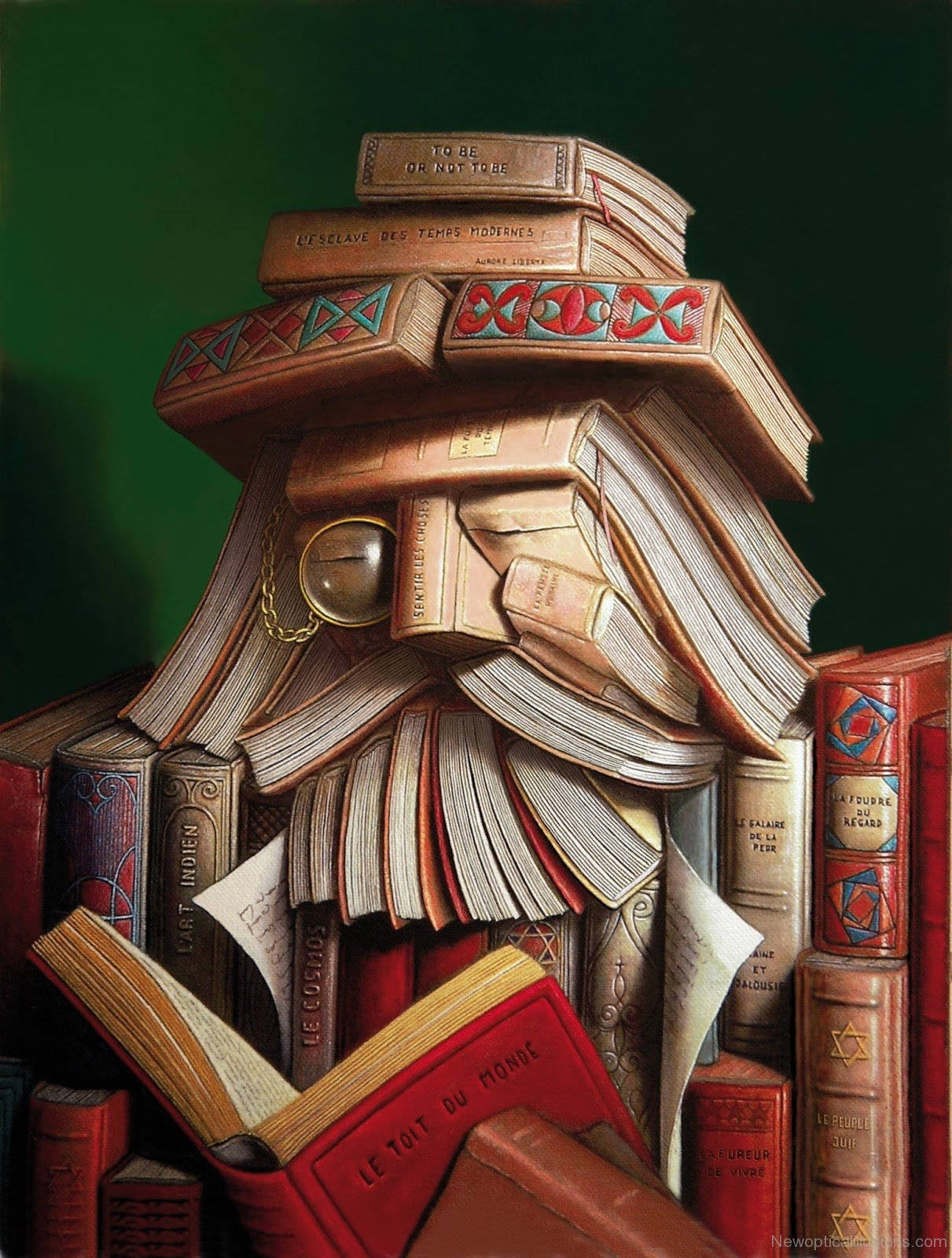 Ambiguous Man Formed By Books Background