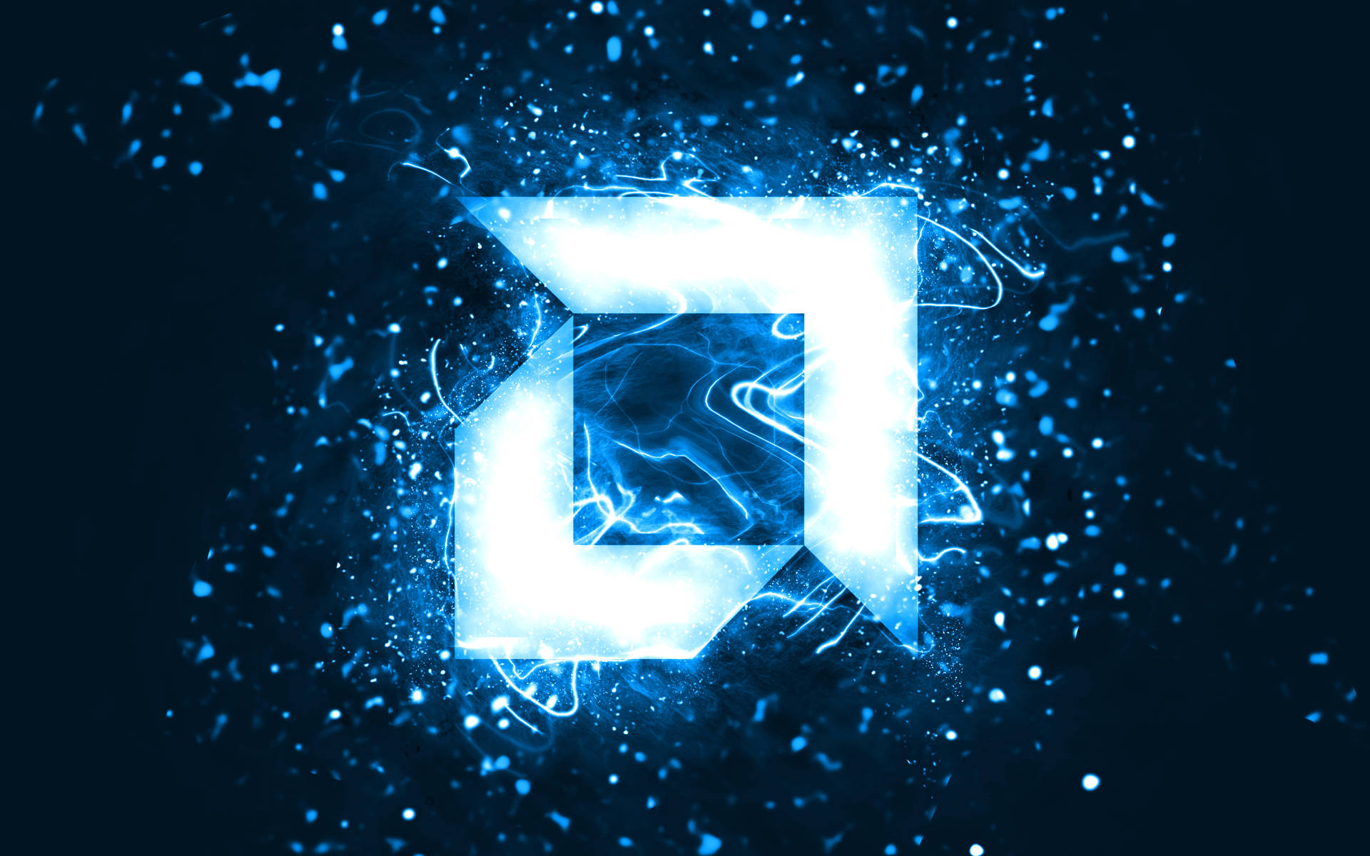 Amd Logo Blue Neon Background