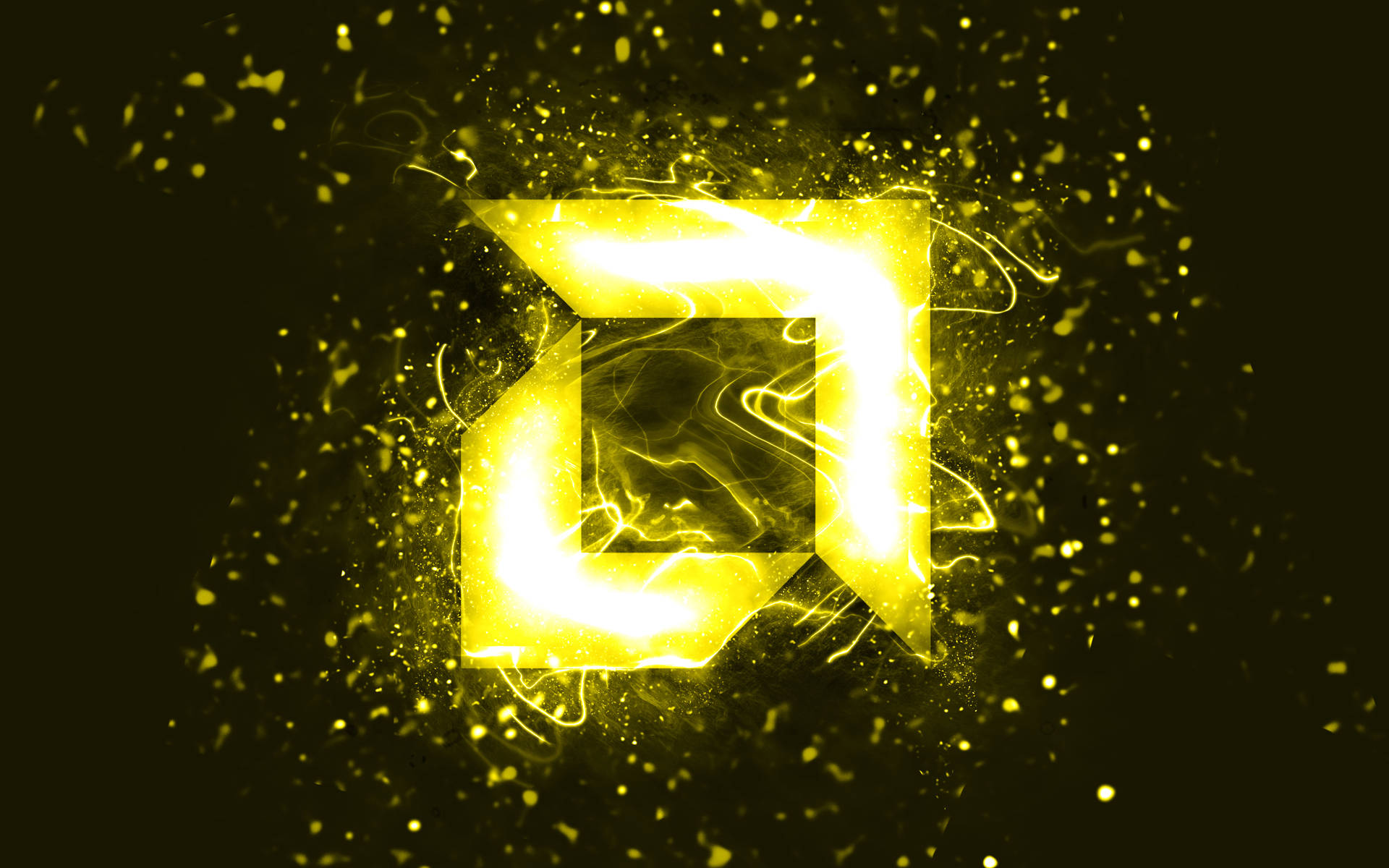 Amd Logo Neon Yellow Background