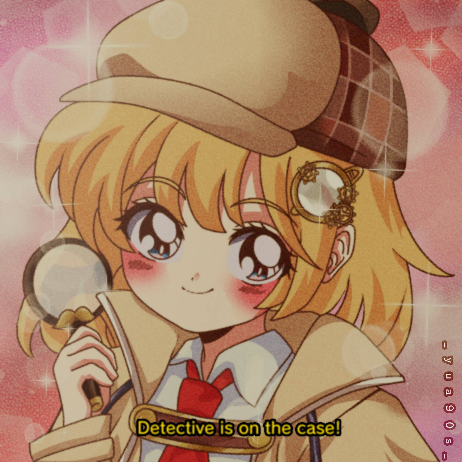 Amelia Watson Cute Retro Anime Aesthetic Background