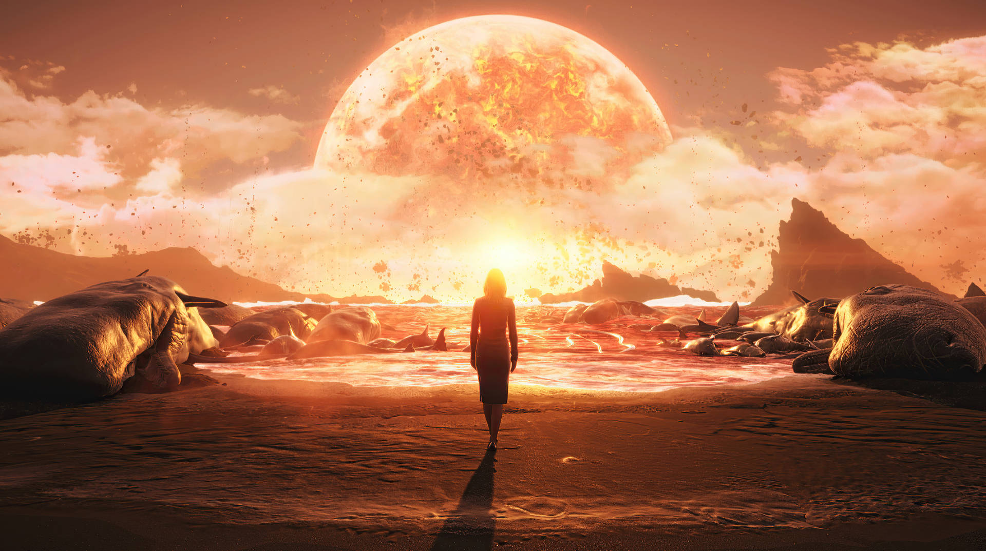 Amelie Overlooking A Planet Death Stranding 4k Background