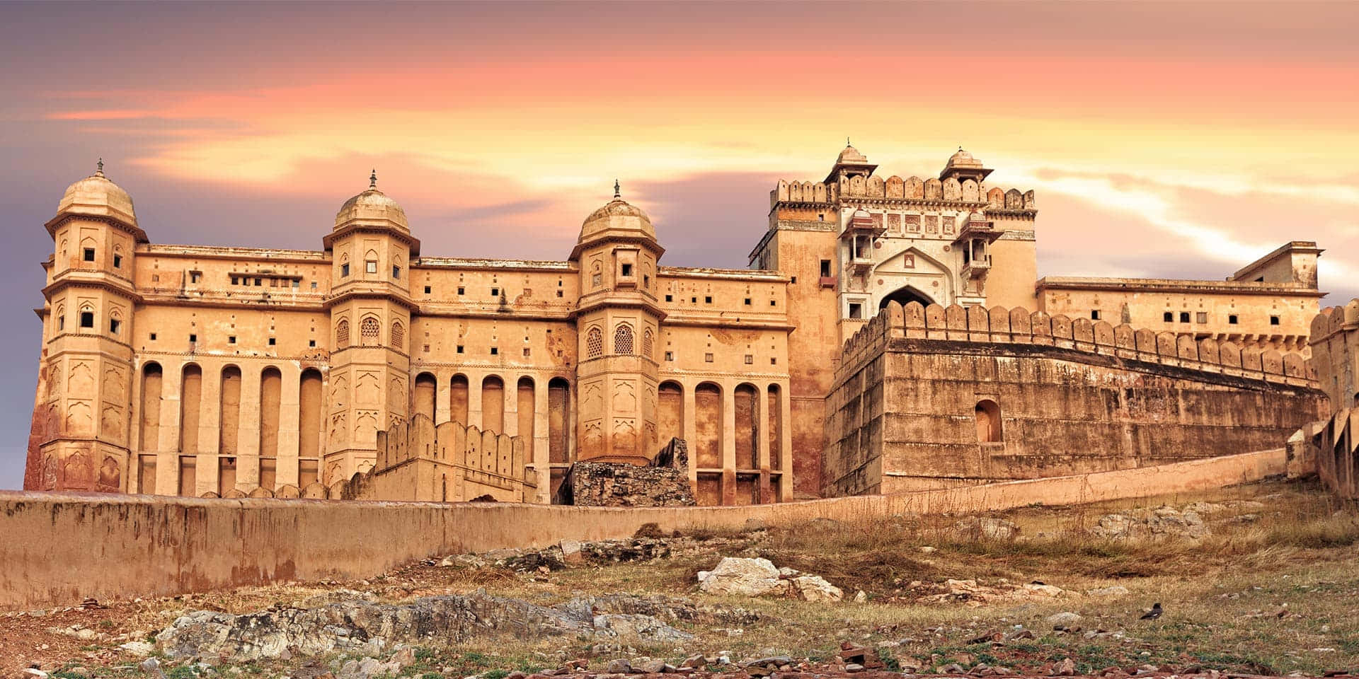 Amer Fort With Gorgeous Sunset Background