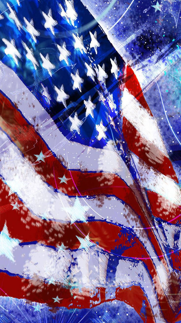 America Iphone Flag Watercolor Art