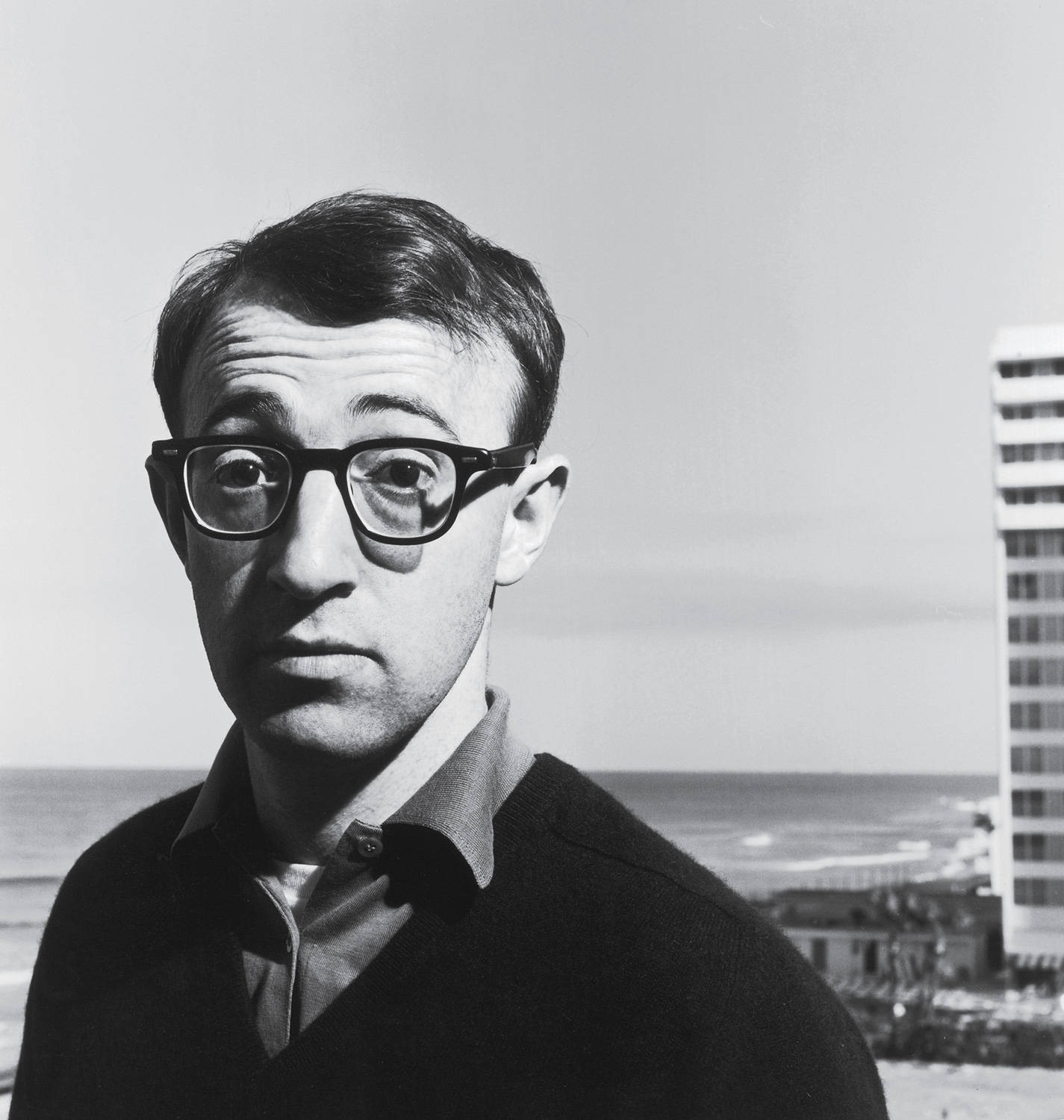 American Actor And Filmmaker Woody Allen Greyscale Portrait