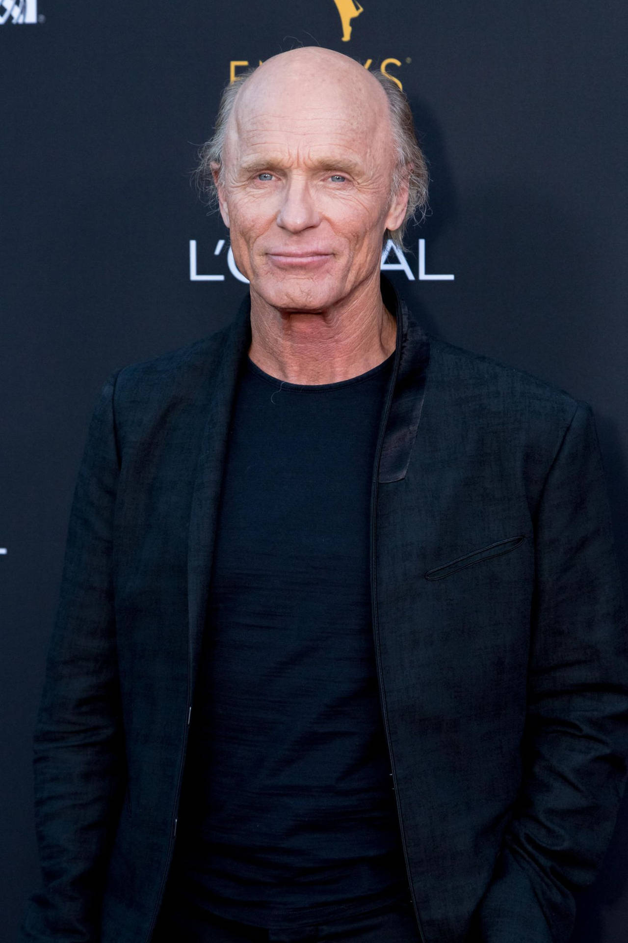 American Actor Ed Harris In Black Outfit Portrait Shot Background