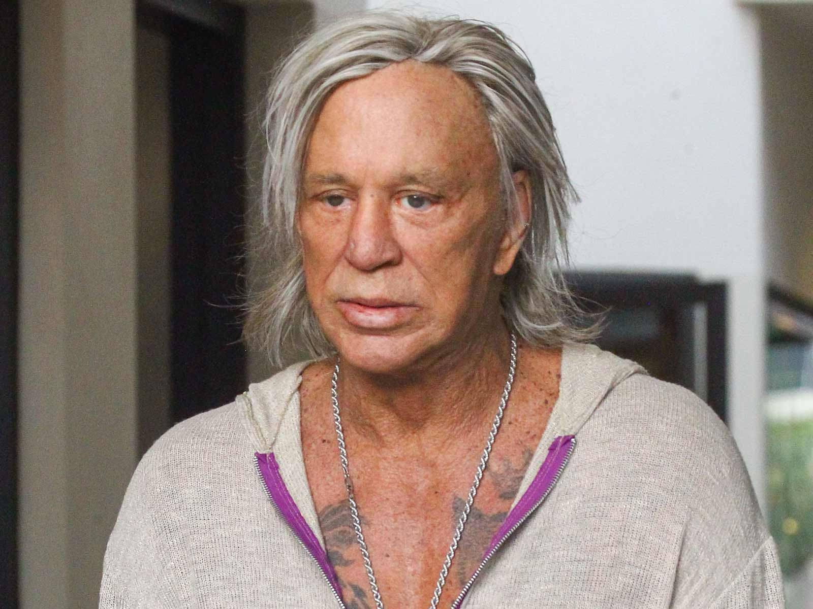 American Actor Mickey Rourke With White Hair