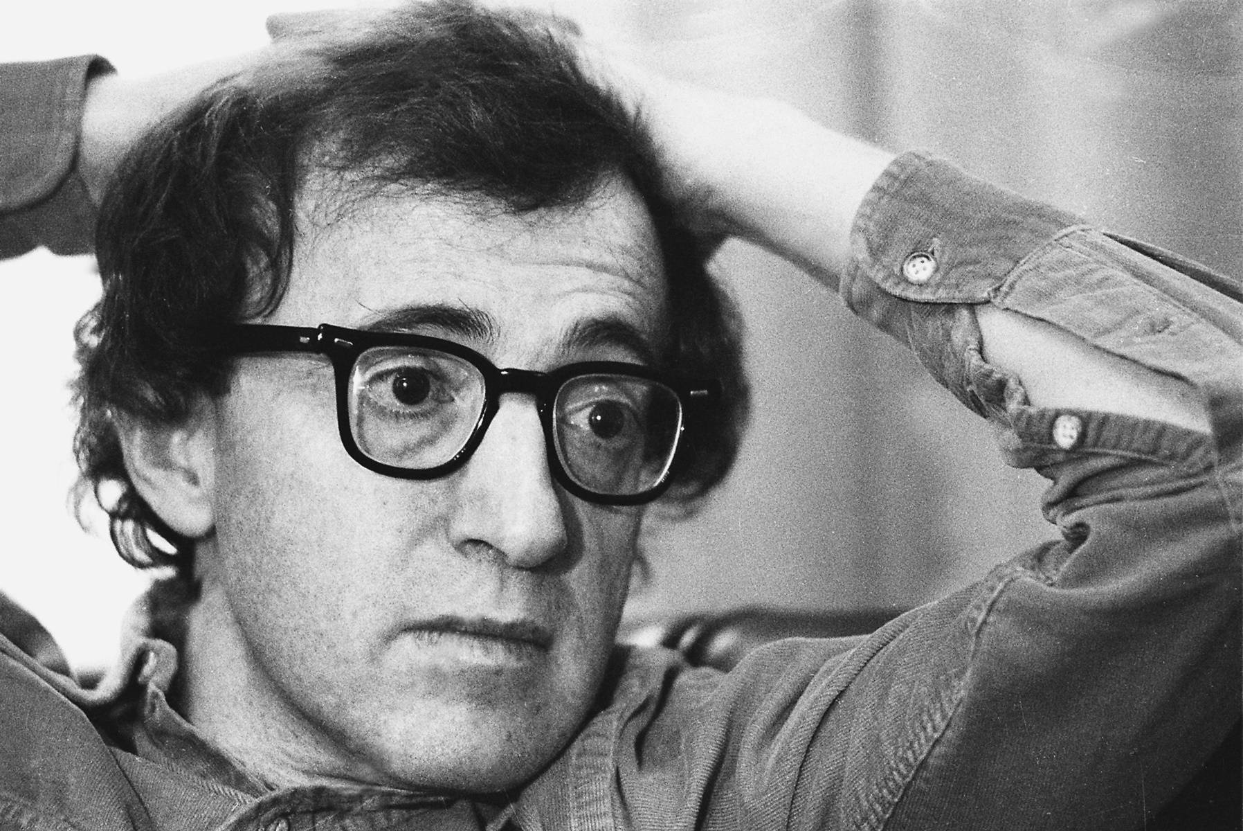 American Actor Woody Allen Greyscale Close Up Portrait Background