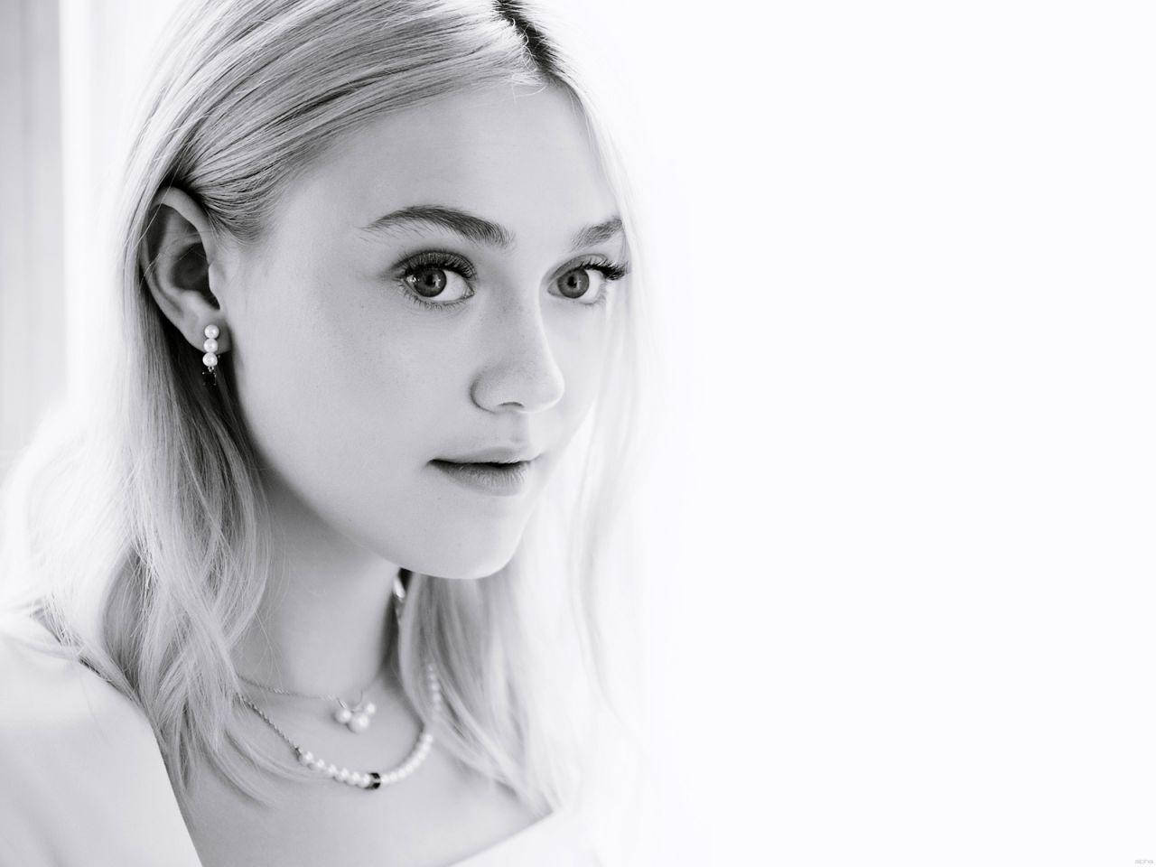 American Actress Dakota Fanning Black And White