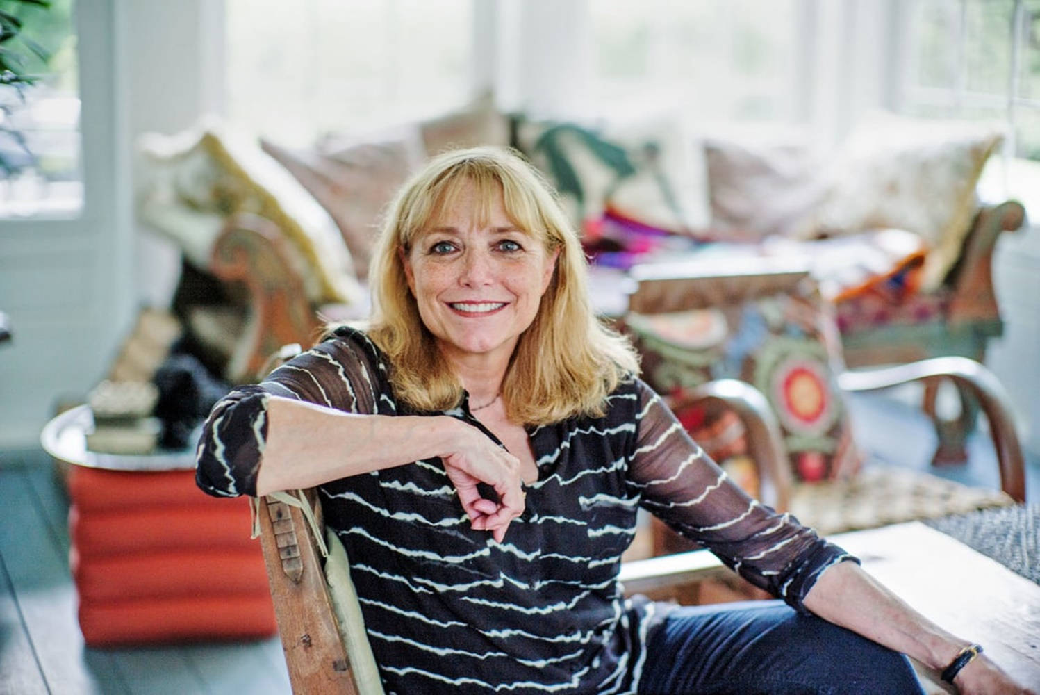 American Actress Karen Allen During New York Times Interview. Background