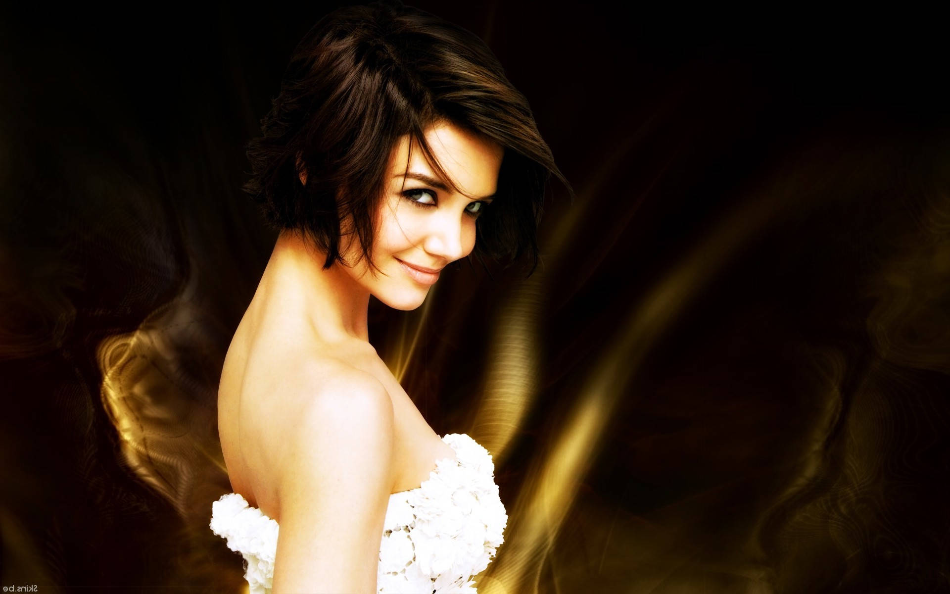 American Actress Katie Holmes Portrait Background