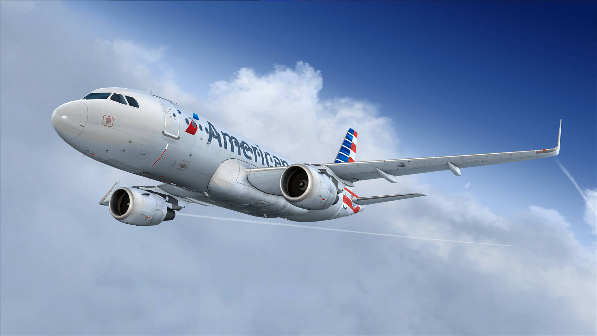 American Airlines Aircraft In Sky Background