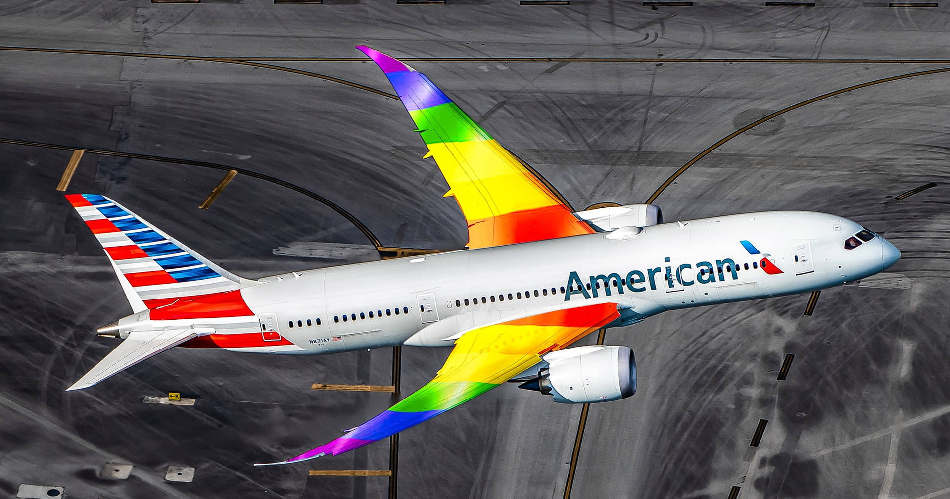 American Airlines Rainbow Wings Background