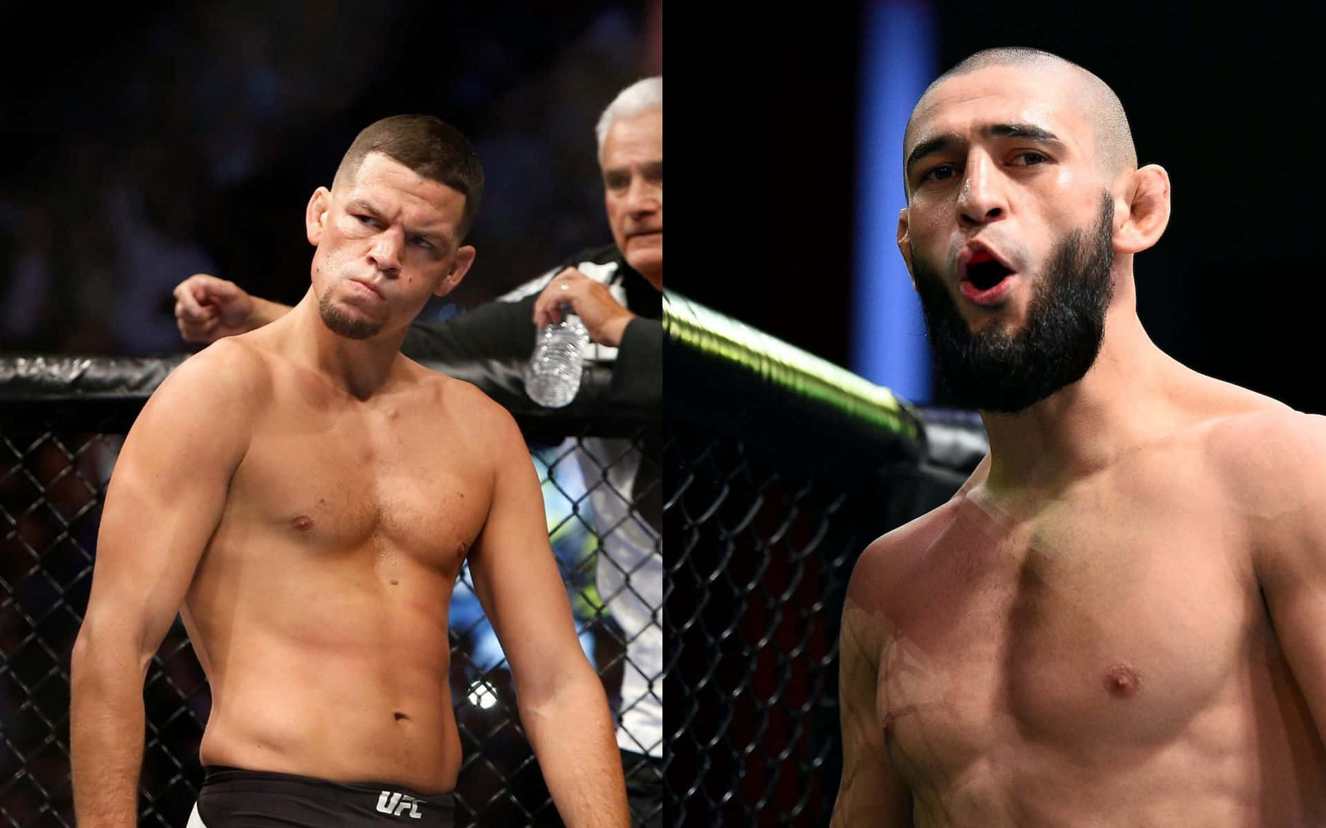 American Athlete Nate Diaz And Khamzat Chimaev Background