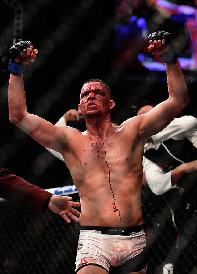 American Athlete Nate Diaz Victory Pose Background