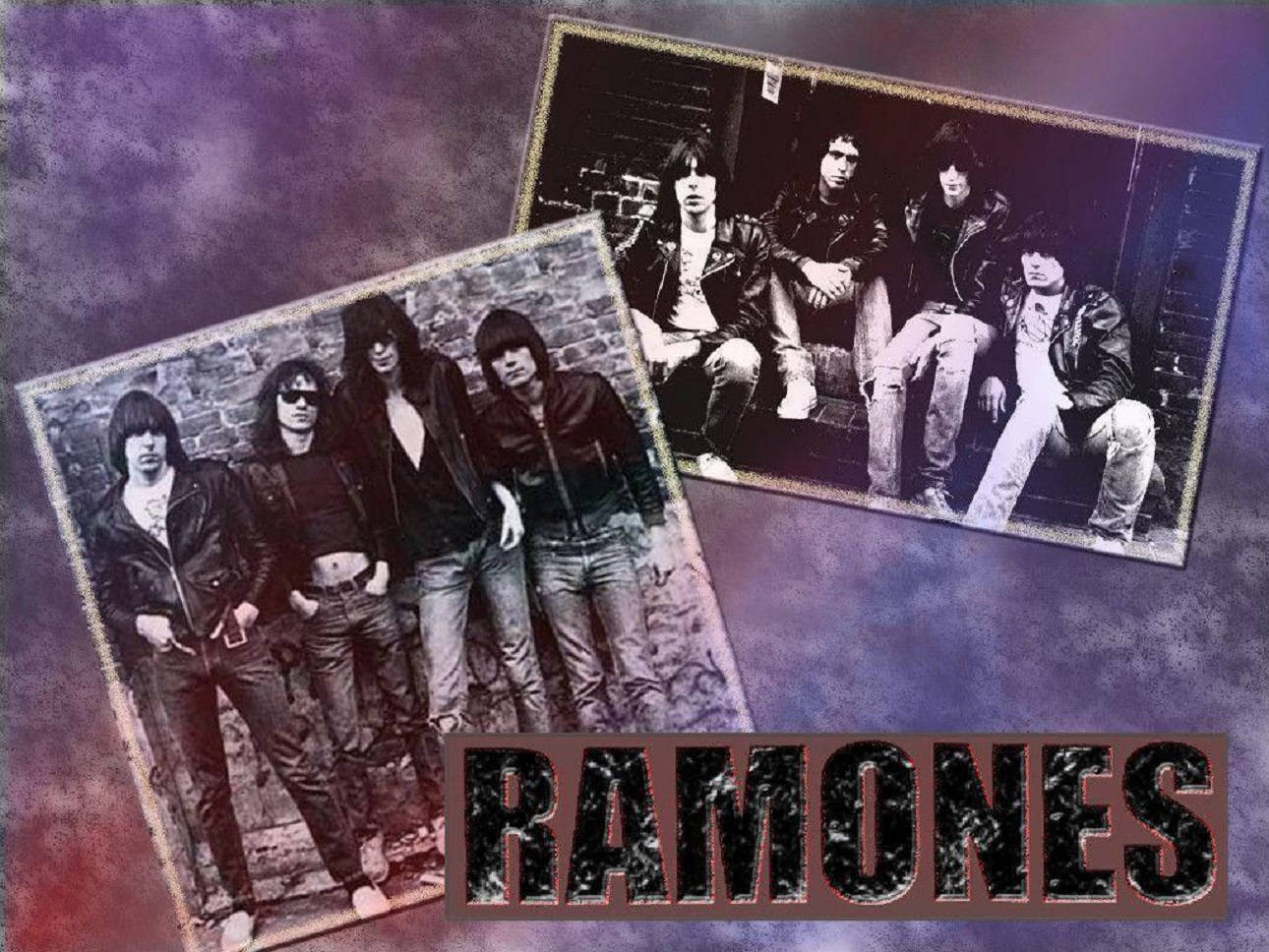 American Band Ramones Purple Retro Illustration Background