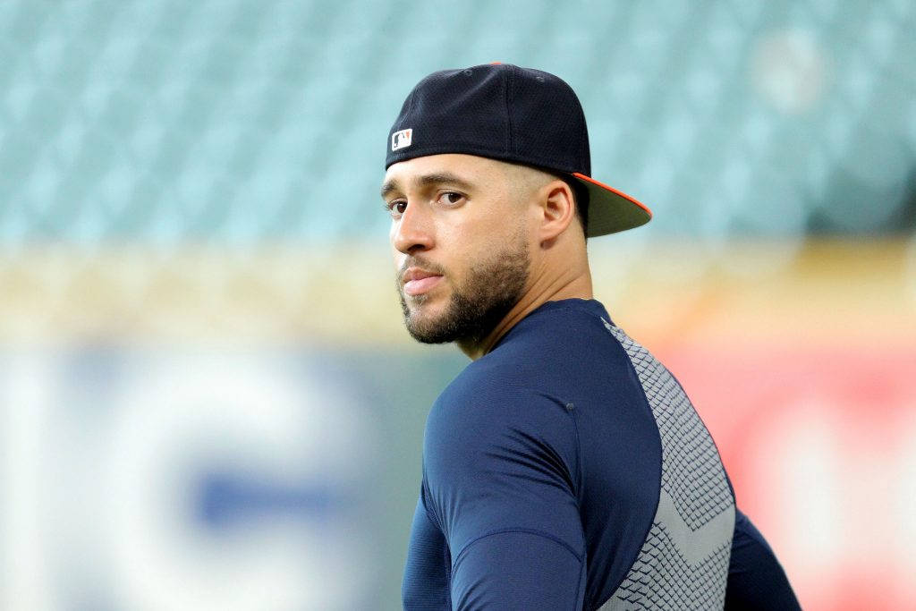 American Baseballer George Springer Cap Backwards Background