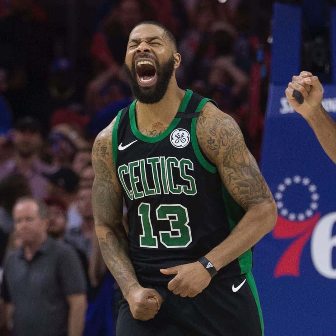 American Basketball Player Marcus Morris For Celtics Background