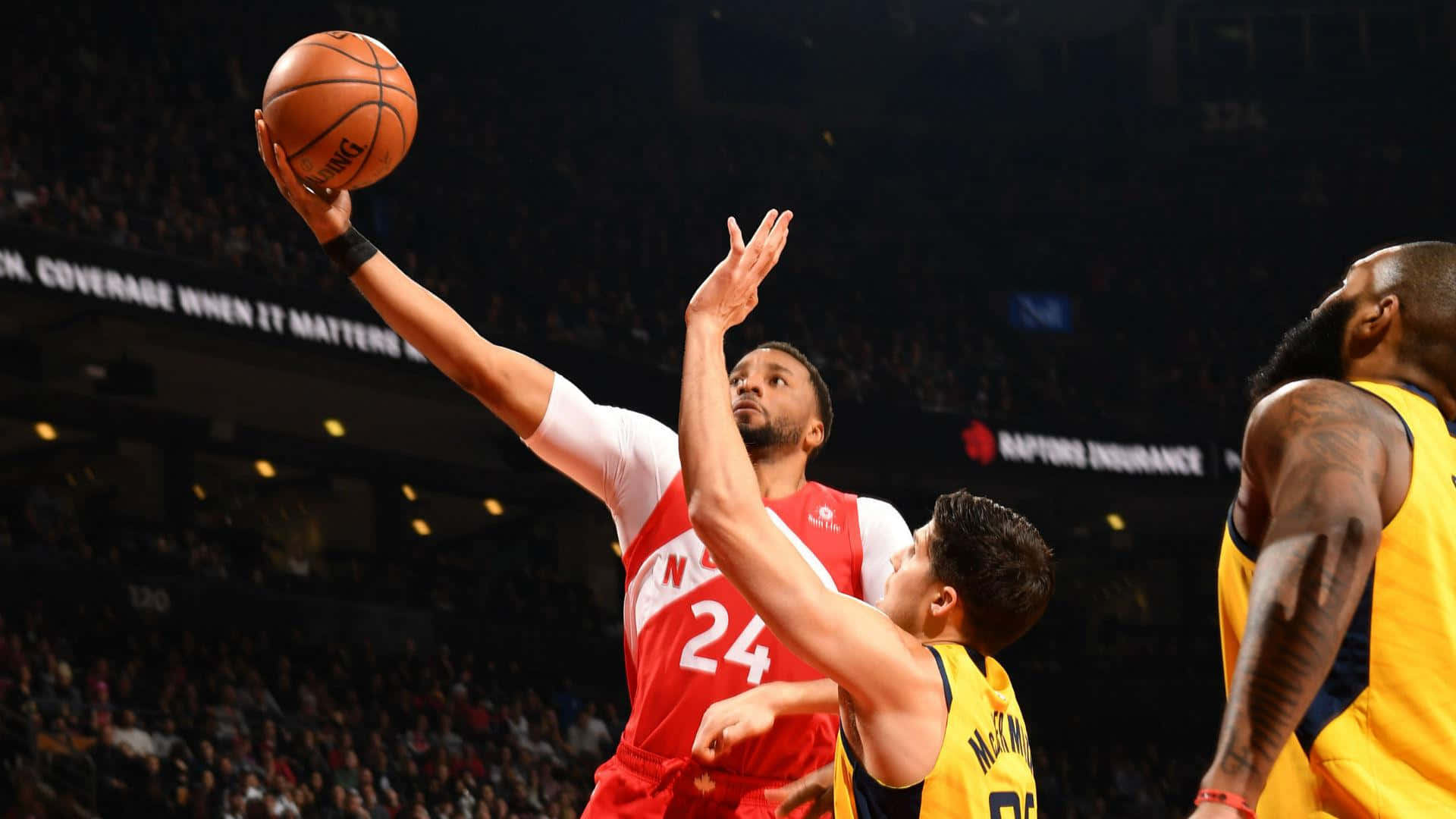 American Basketball Player Norman Powell Against Pacers Background
