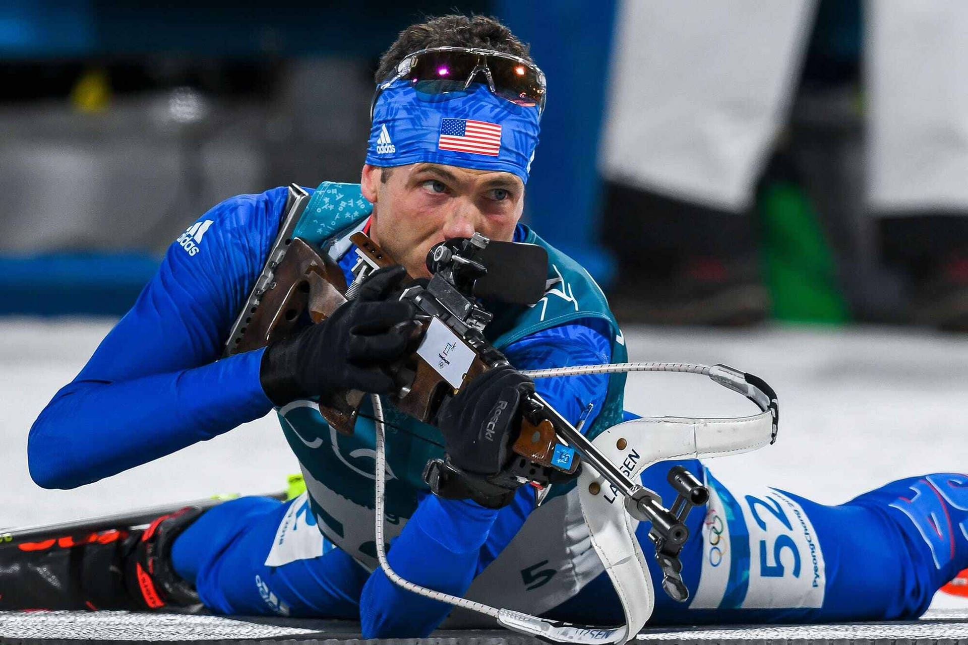 American Biathlon Athlete Tim Burke Shooting Winter Olympics