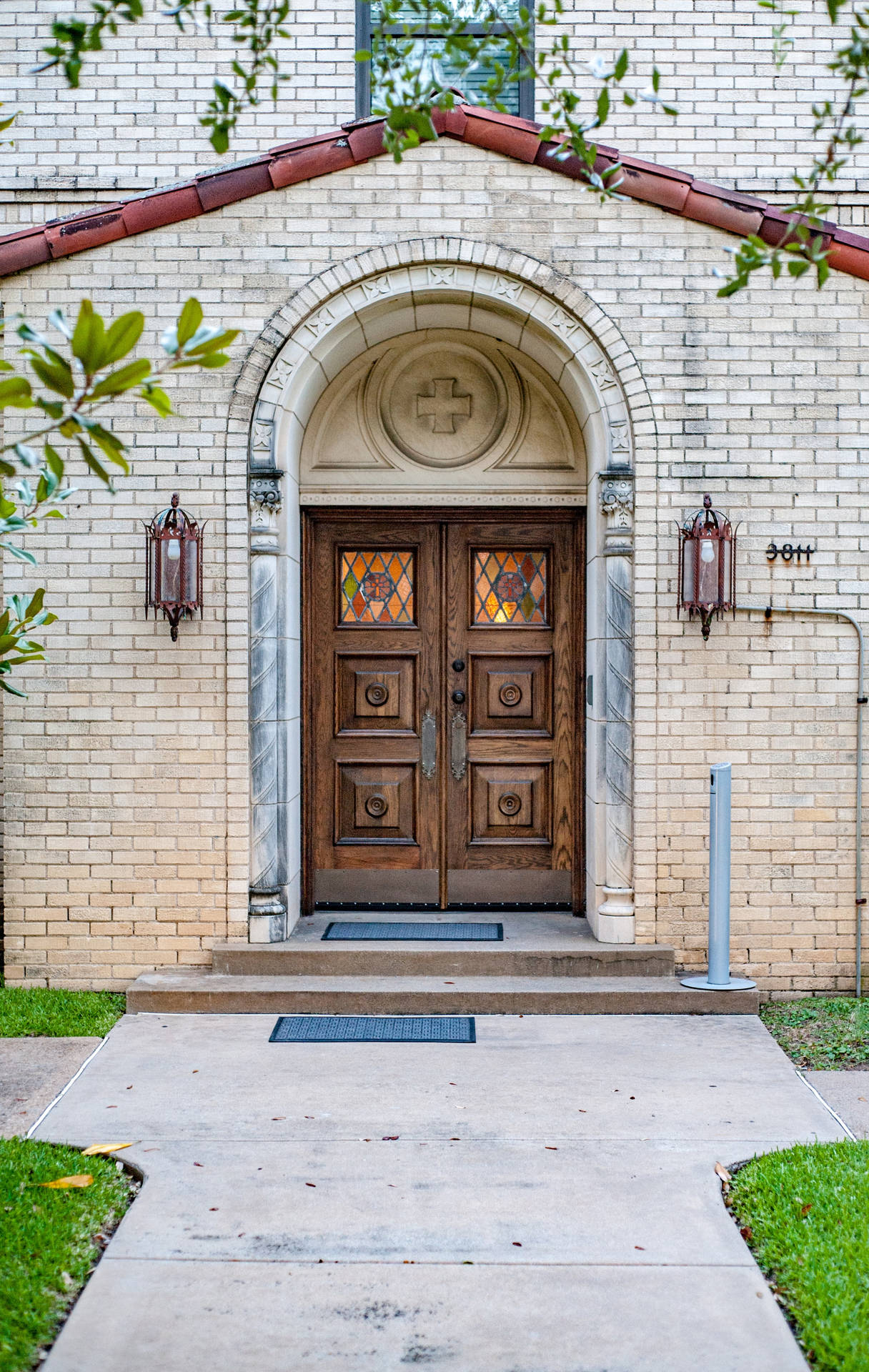 American Catholic Church Wooden Door Background