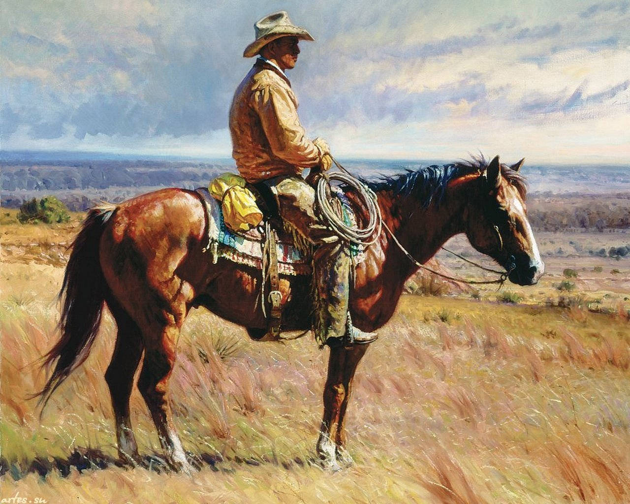 American Cowboy Classic Painting Background