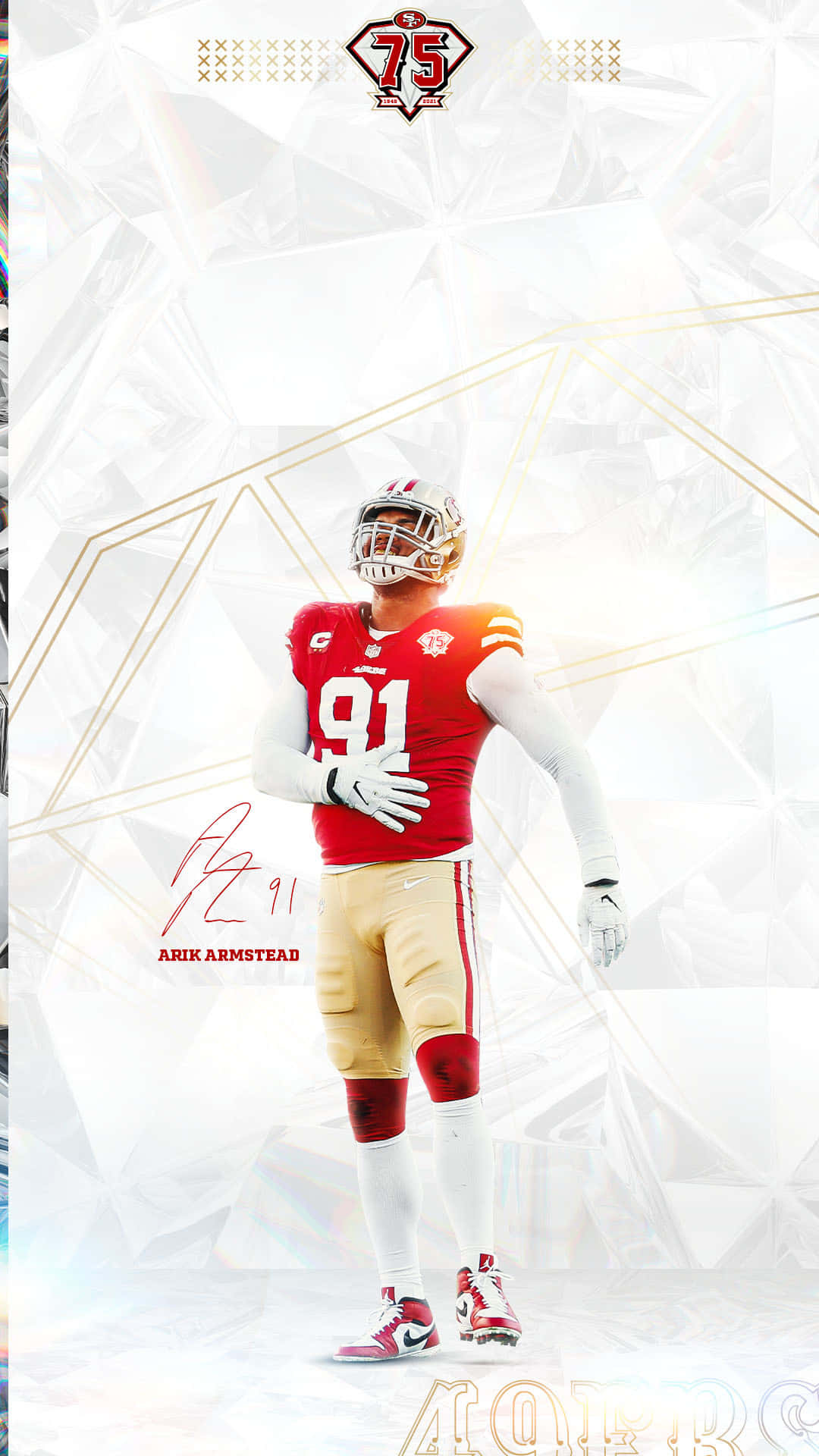 American Defensive Lineman Arik Armstead Digital Art Background