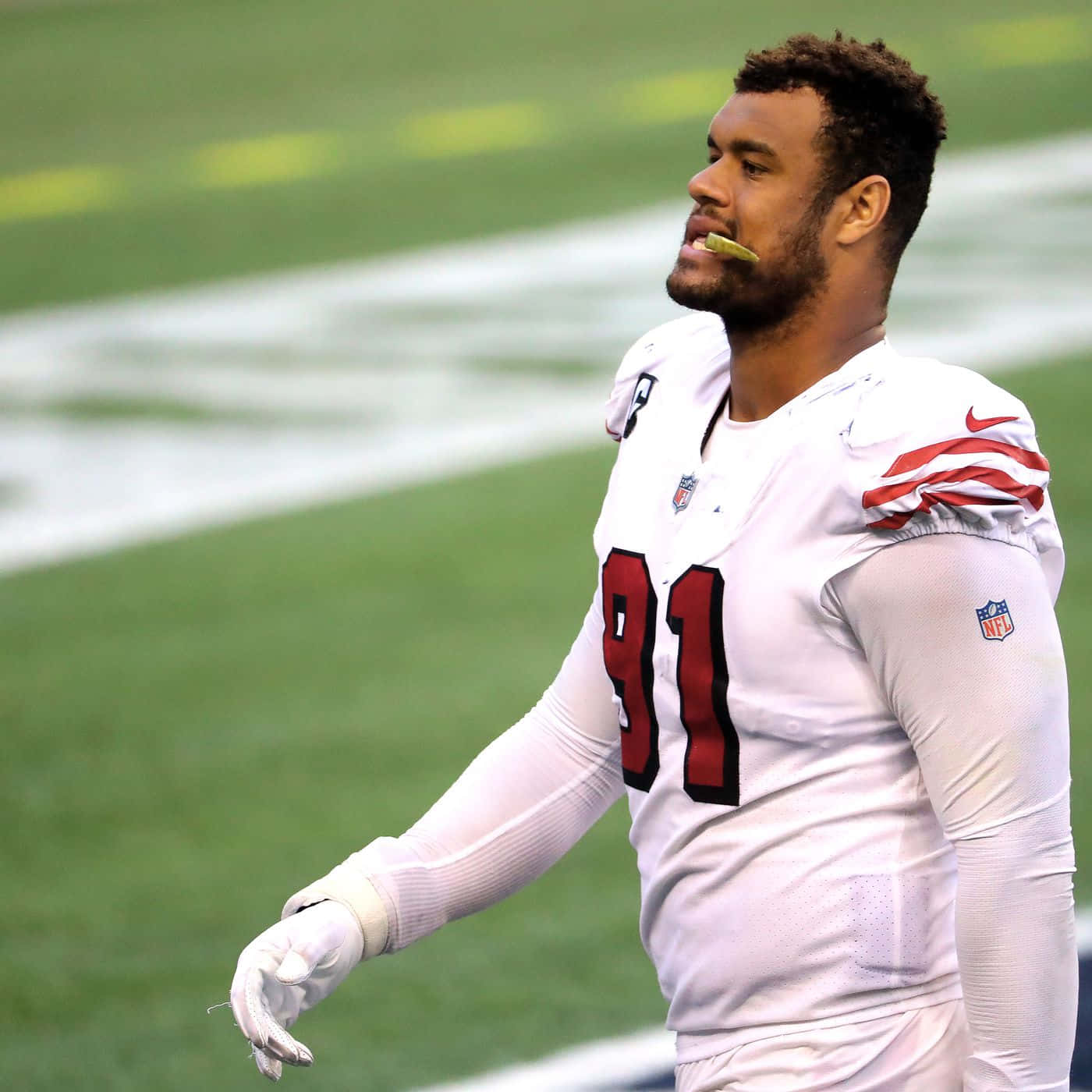 American Defensive Lineman Arik Armstead Dutch Angle Shot Background