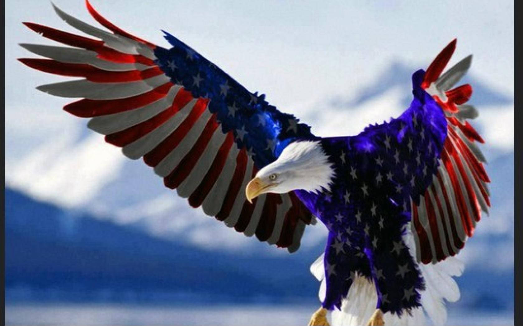 American Eagle With Flag Feathers Background