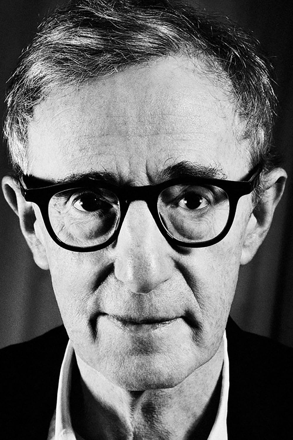 American Filmmaker Woody Allen Extreme Close Up Profile Background