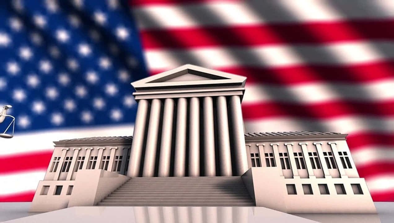 American Flag And The Supreme Court Building Background