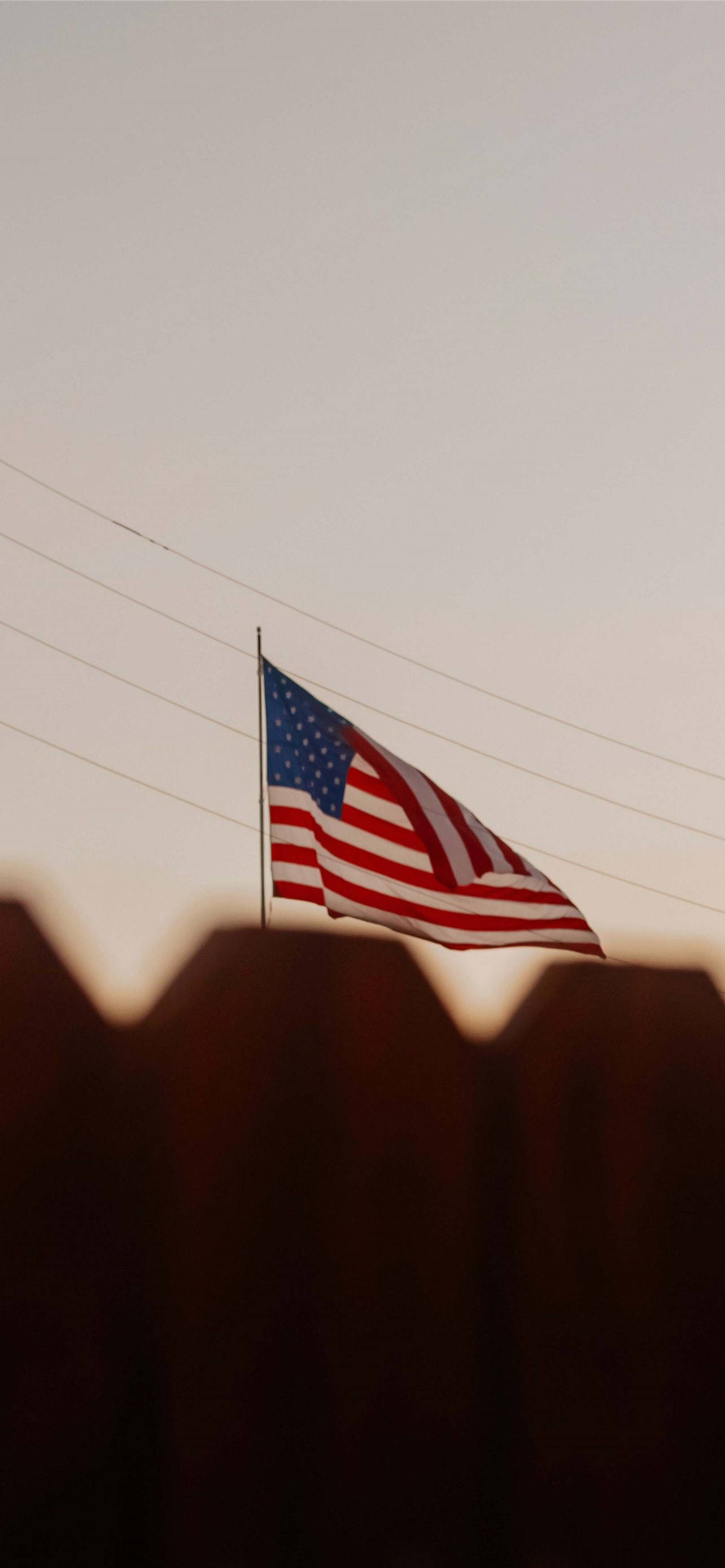 American Flag Cool Iphone Over Fence