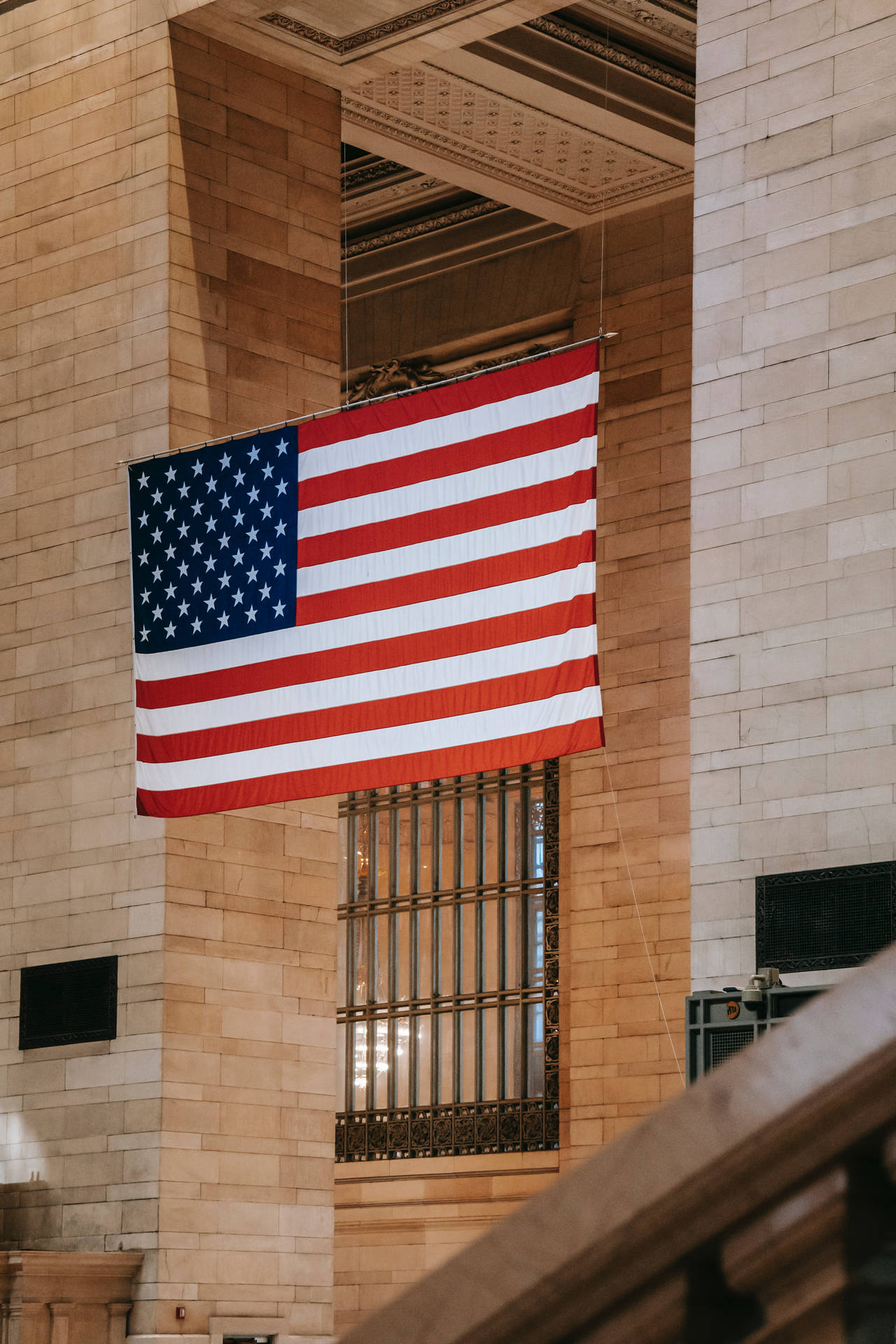 American Flag Displayed At Grand Central Terminal