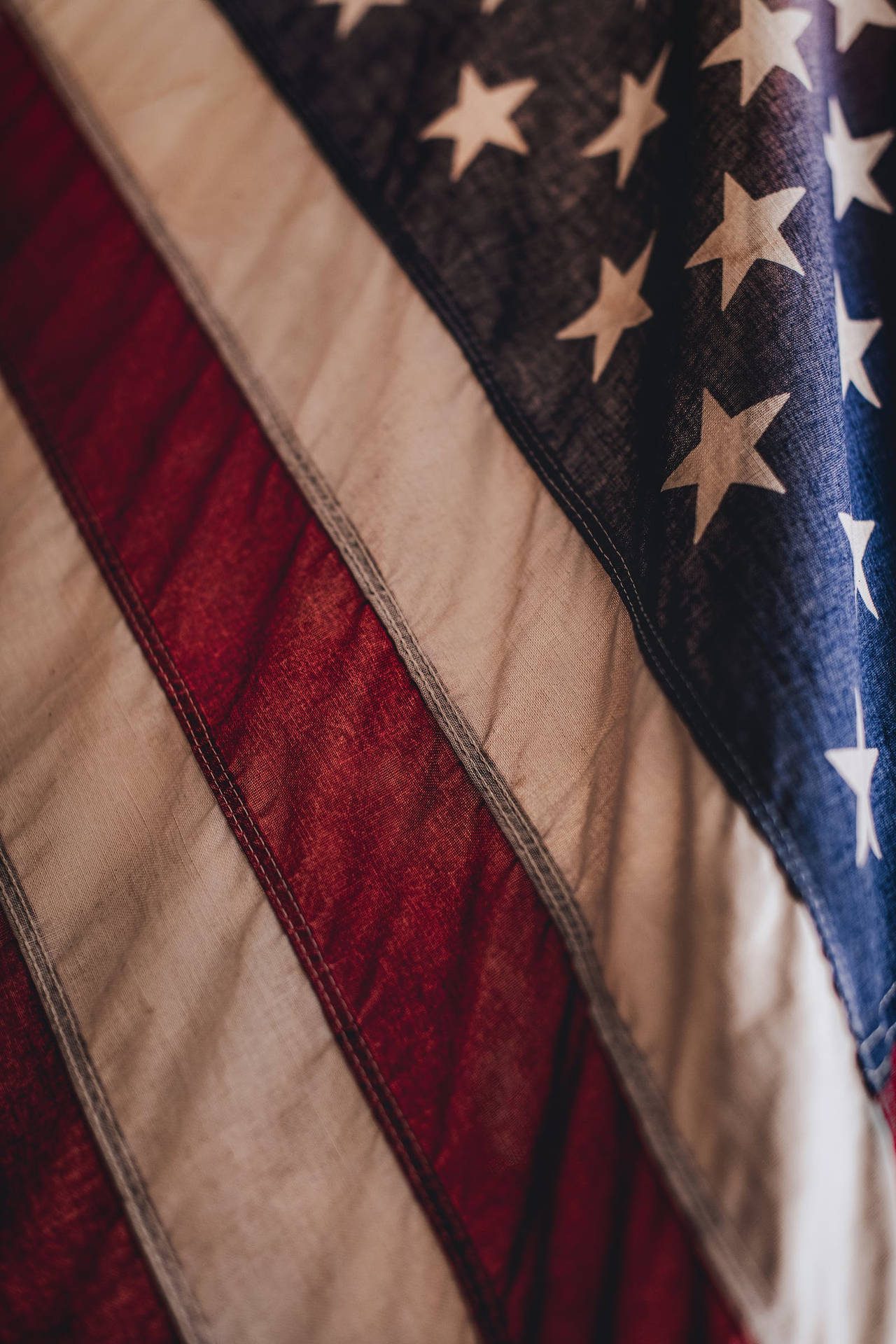 American Flag Iphone Close-up Shot Background