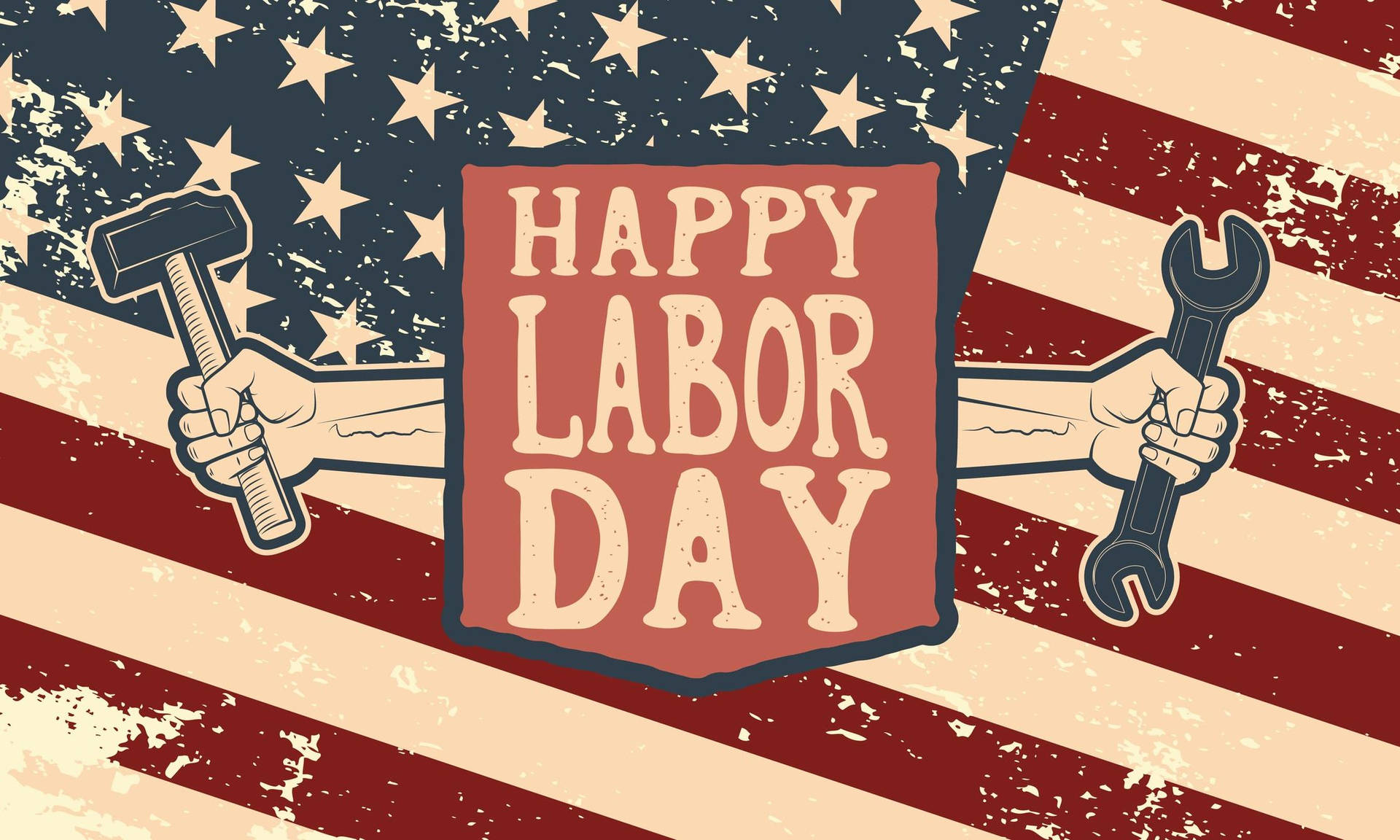 American Flag Labor Day Greeting Background