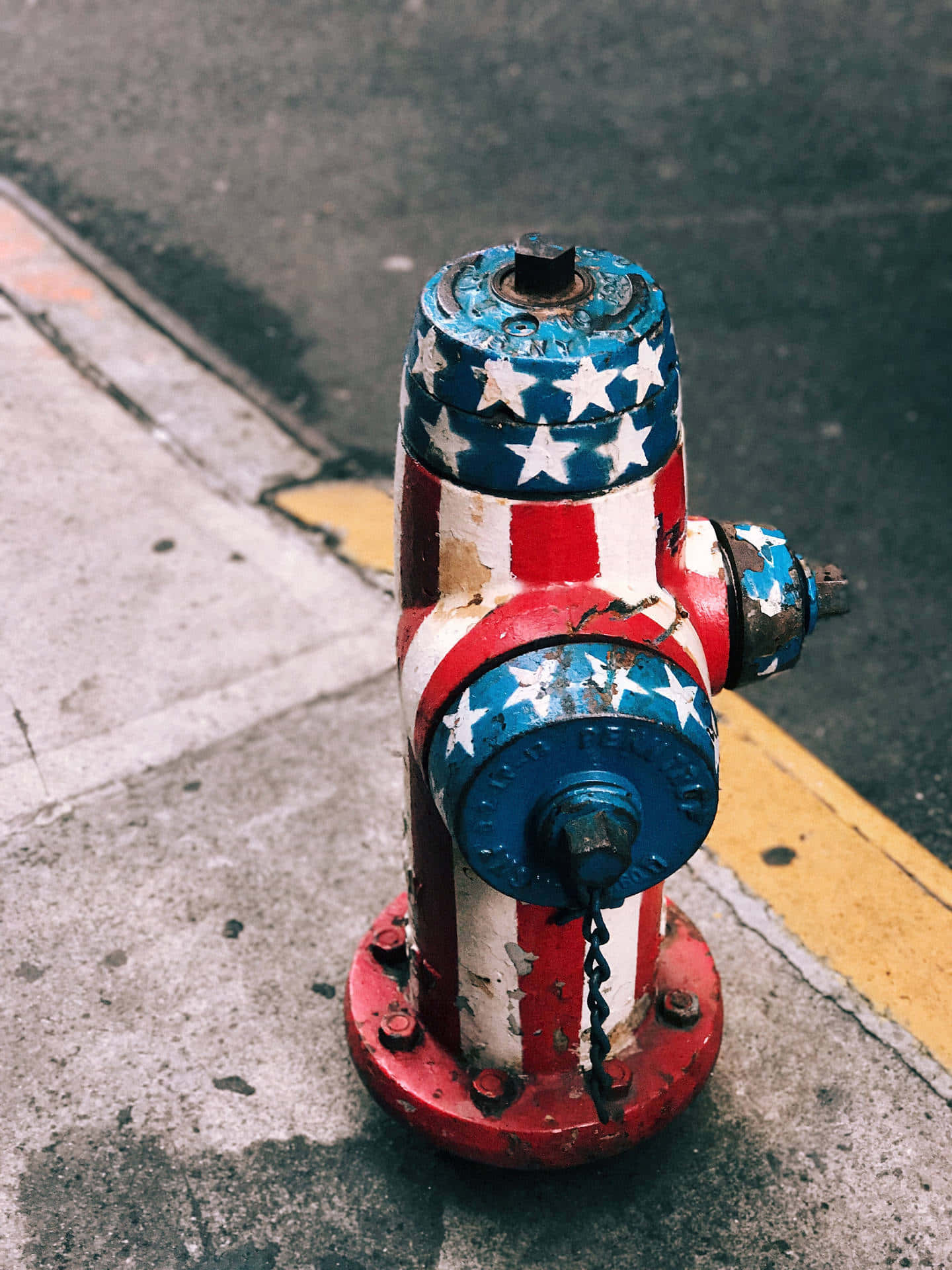 American Flag Painted Fire Hydrant Background