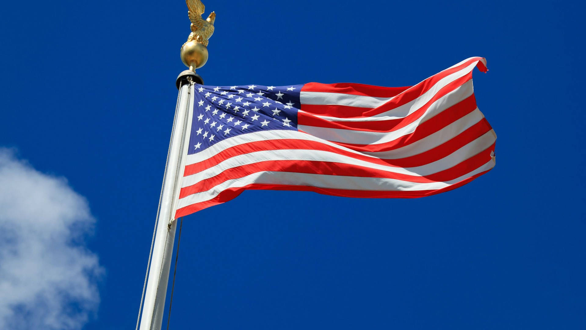 American Flag Silver And Gold Pole Background