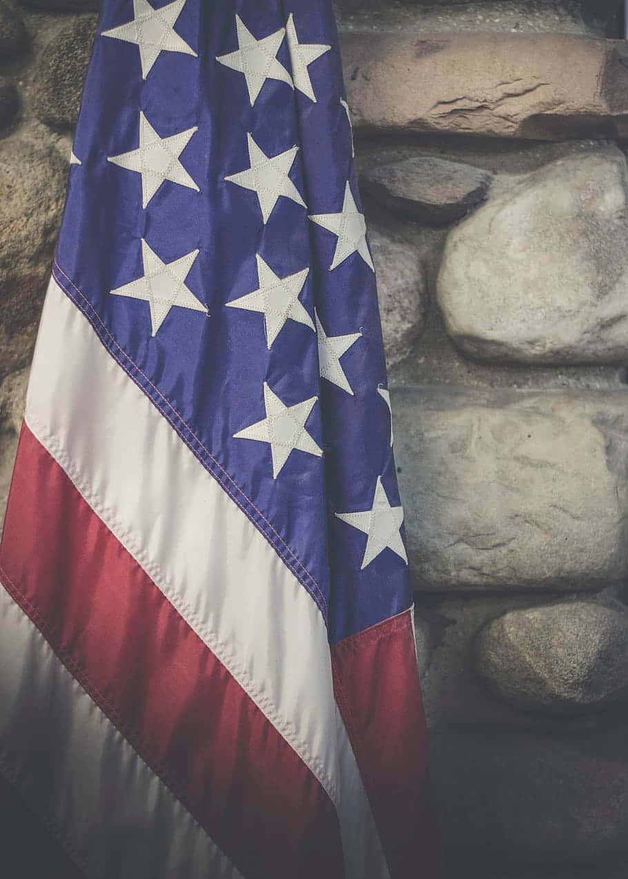 American Flag Stone Backdrop Background