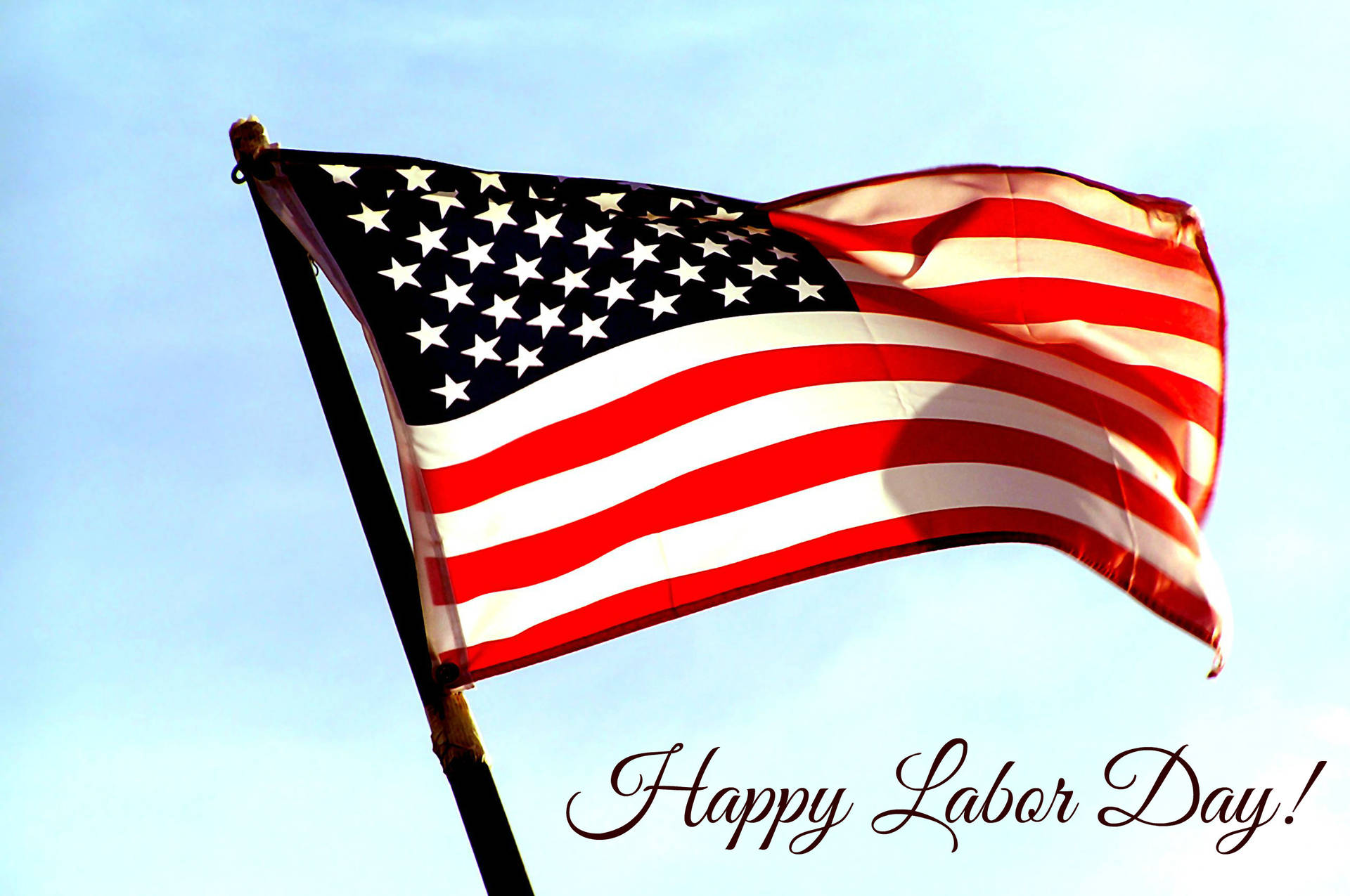 American Flag With Labor Day Greeting Background